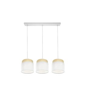 Regleta Colgante 3 Luces E27 Natural y Blanco 68 cm Kandy