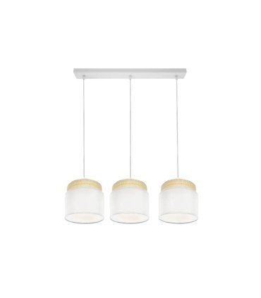 Regleta Colgante 3 Luces E27 Natural y Blanco 68 cm Kandy
