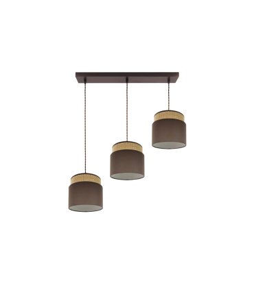 Regleta Colgante 3 Luces E27 Natural y Marrón 68 cm Kandy