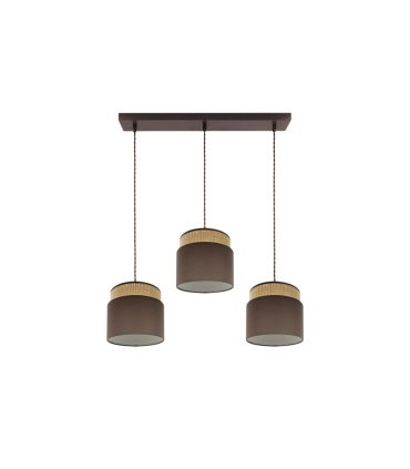 Regleta Colgante 3 Luces E27 Natural y Marrón 68 cm Kandy