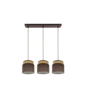 Regleta Colgante 3 Luces E27 Natural y Marrón 68 cm Kandy