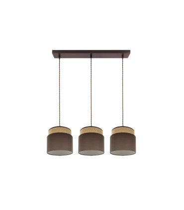 Regleta Colgante 3 Luces E27 Natural y Marrón 68 cm Kandy