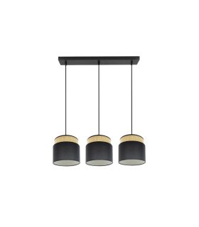 Regleta Colgante 3 Luces E27 Natural y Negro 68 cm Kandy