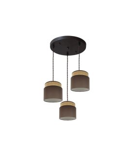 Plafón Colgante 3 Luces E27 Natural y Marrón 39 cm Kandy