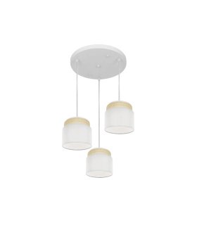 Plafón Colgante 3 Luces E27 Natural y Blanco 39 cm Kandy