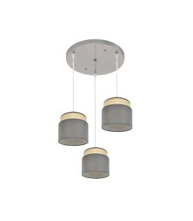 Plafón Colgante 3 Luces E27 Natural y Gris 39 cm Kandy