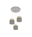 Plafón Colgante 3 Luces E27 Natural y Gris 39 cm Kandy