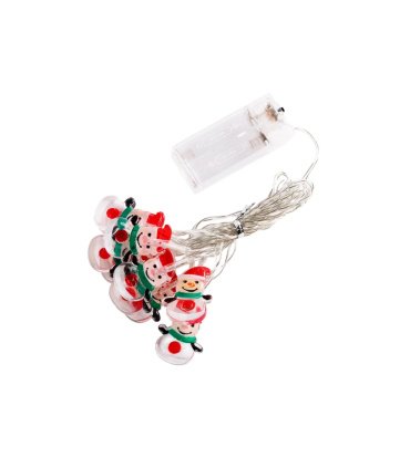 Guirnalda LED 3 m Blanco Cálido con Luces en Forma de Muñeco de Nieve y Pilas AAA IP20 cable