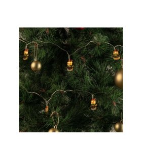 Guirnalda LED 3 m Blanco Cálido con Luces en Forma de Muñeco de Nieve y Pilas AAA IP20