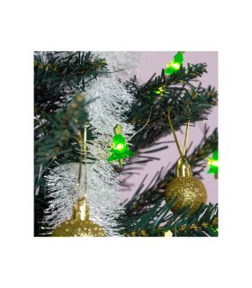 Guirnalda LED 1,5 m Blanco Cálido con Luces en Forma de Árbol de Navidad Verde y Pilas AAA IP20