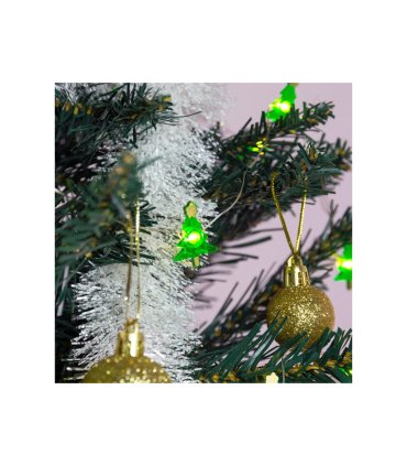Guirnalda LED 1,5 m Blanco Cálido con Luces en Forma de Árbol de Navidad Verde y Pilas AAA IP20