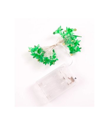 Guirnalda LED 1,5 m Blanco Cálido con Luces en Forma de Árbol de Navidad Verde y Pilas AAA IP20 cable