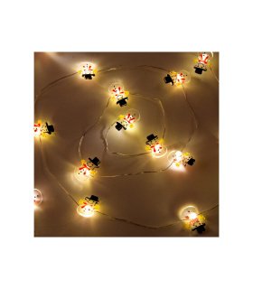 Guirnalda LED 3 m Blanco Cálido con Luces en Forma de Muñeco de Nieve y Pilas AAA IP20