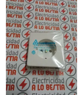 PLACA ENCHUFE SHUCKO BIPOLAR CON T.T. NIESSEN TRAZO BLANCO ALPINO 8588