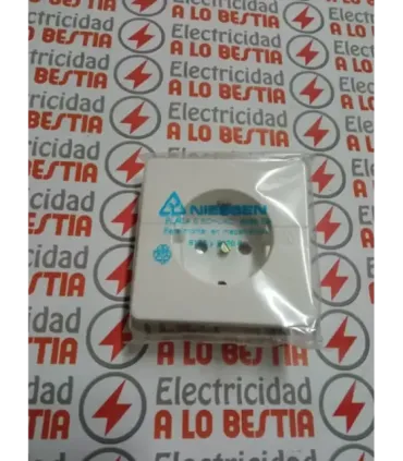 PLACA ENCHUFE SHUCKO BIPOLAR CON T.T. NIESSEN TRAZO BLANCO ALPINO 8588