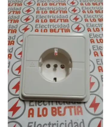 BASE DE ENCHUFE BIPOLAR NORMAL CON T.T. LATERAL COMPLETO NIESSEN TRAZO BLANCO ALPINO 8088.2