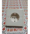 BASE DE ENCHUFE BIPOLAR NORMAL CON T.T. LATERAL COMPLETO NIESSEN TRAZO BLANCO ALPINO 8088.2