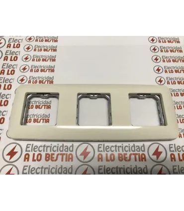 PLACA 3 ELEMENTO SIMON 27 27630-32 BLANCO MARFIL