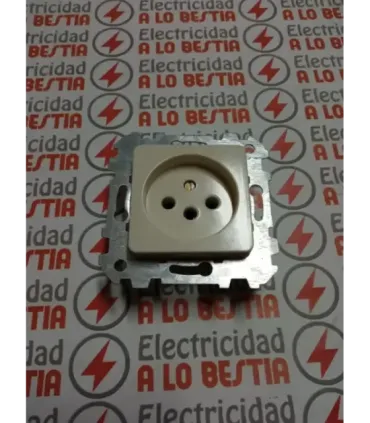 ENCHUFE 2 POLOS + TOMA DE TIERRA DESPLAZADA NIESSEN LISSA 5006 BLANCO MARFIL