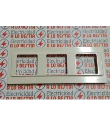 PLACA 3 VENTANAS NIESSEN LISSA BLANCO MARFIL 5173 SERIE 5000