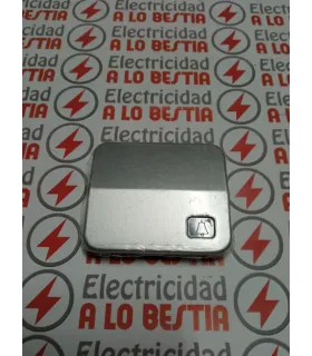 TECLA PULSADOR SIMBOLO CAMPANA CON INDICADOR VISOR TRANSPARENTE SIMON 75 ALUMINIO 75015-18