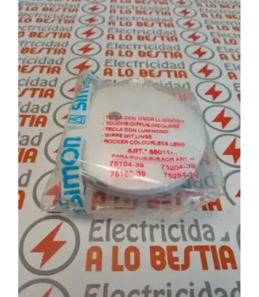 TECLA UNIPOLAR CON VISOR INCOLORO SIMON 88 BLANCO NIEVE 88011-30