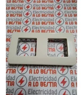 PLACA 2 COMBINACIONES HORIZONTAL BASTIDOR SIN GARRAS NIESSEN STYLO BLANCO MARFIL 2272.1