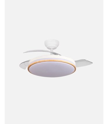 Ventilador Relampago 60w Blanco/haya con aspas retráctiles