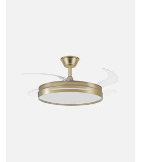 Ventilador Micenas 106 cm cuero con aspas retráctiles