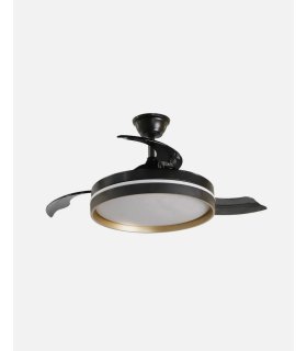 Ventilador Mandarin negro/oro 108 cm con aspas retráctiles