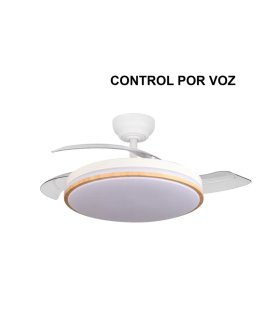 Ventilador Parlatore 107cm blanco/haya con aspas retráctiles