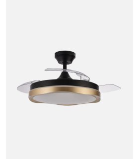 Ventilador Blondi Negro/oro107 cm con aspas retráctiles