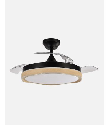 Ventilador Blondi 107 cm Negro/madera con aspas retráctiles