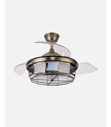 Ventilador Tornado 107 cm Cuero Blanco con aspas retráctiles