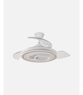 Ventilador Sultan 107 cm Blanco/haya con aspas retráctiles