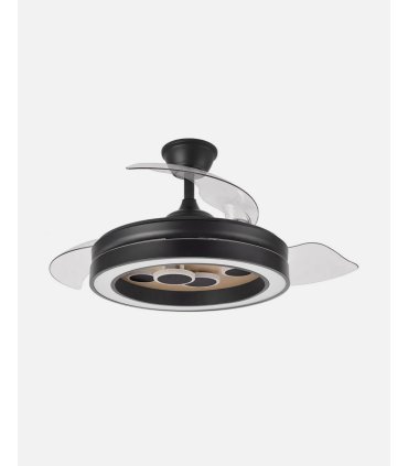 Ventilador Cupido 107 cm negro/madera con aspas retráctiles