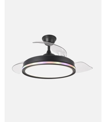 Ventilador Cacique 107 cm negro con aspas retráctiles