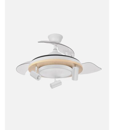 Ventilador Gladiator  107 cm blanco/haya con aspas retráctiles