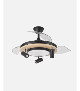Ventilador Gladiator  107 cm negro/madera con aspas retráctiles