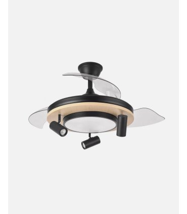 Ventilador Gladiator  107 cm negro/madera con aspas retráctiles