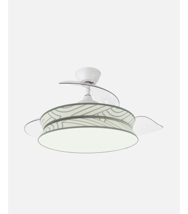 Ventilador Decor 108 cm blanco/blanco Plata con aspas retráctiles