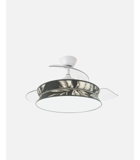 Ventilador Decor 108 cm blanco/estampado oscuro con aspas retráctiles