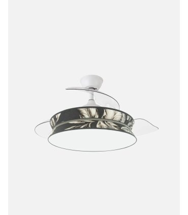 Ventilador Decor 108 cm blanco/estampado oscuro con aspas retráctiles