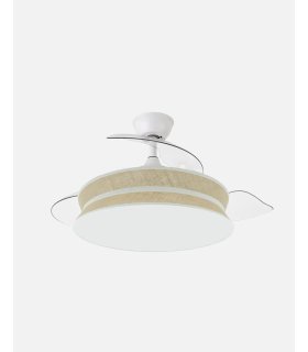 Ventilador Decor 108 cm blanco/natural blanco con aspas retráctiles