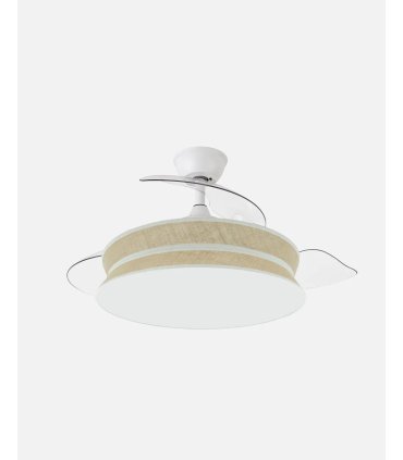 Ventilador Decor 108 cm blanco/natural blanco con aspas retráctiles