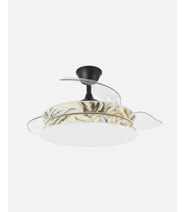 Ventilador Decor 108 cm negro/estampado claro con aspas retráctiles