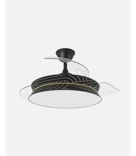 Ventilador Decor 108 cm negro/estampado claro con aspas retráctiles