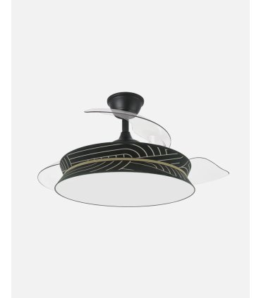 Ventilador Decor 108 cm negro/estampado claro con aspas retráctiles