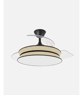 Ventilador Decor 108 cm negro/natural negro con aspas retráctiles