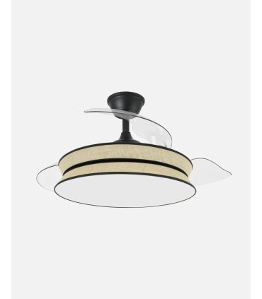 Ventilador Decor 108 cm negro/natural negro con aspas retráctiles